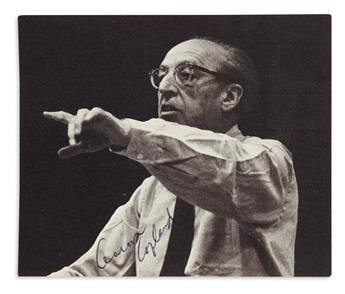 COPLAND, AARON. Two items: Typed Letter Signed * Small Photograph Signed.